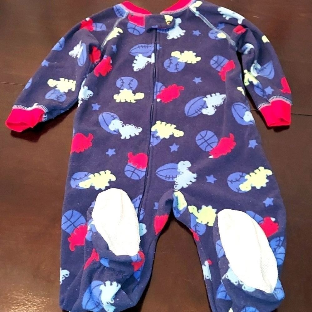 Carter's Blue Dinosaur Footed Pajamas 18M